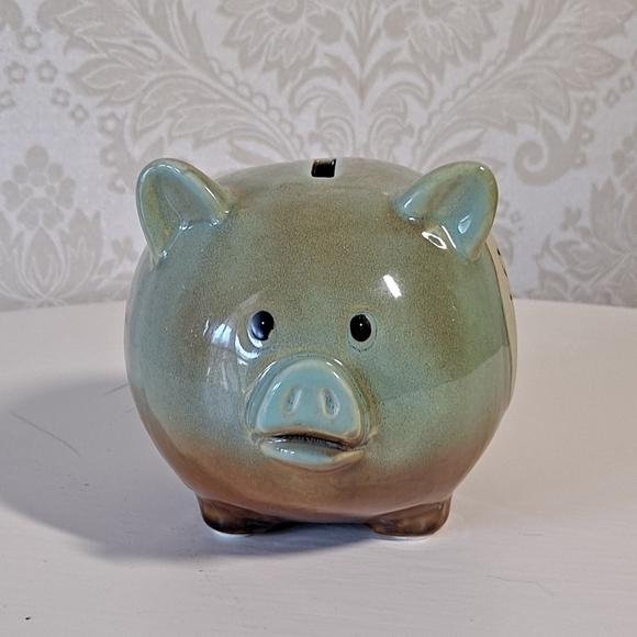 Piggy Bank 'Shoe Fund' ceramic green, EUC - Picture 2 of 6